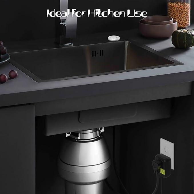 Garbage Disposal Air Switch Kit Sink Top Waste Disposal Long Stainless Steel Brushed Nickel On/Off Air Button Food and Waste Disposals Part by Etoolcity, UL Listed
