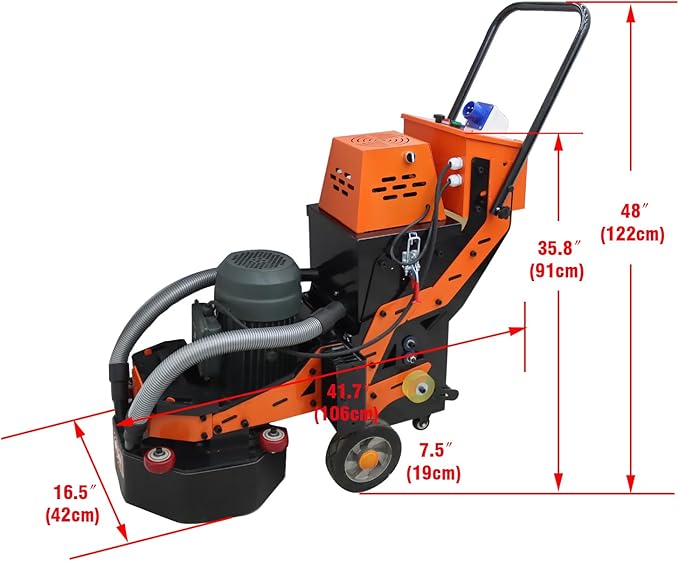 INTSUPERMAI Concrete Floor Polisher Hand-push Concrete Grinding Machine Cement Ground Grinder Floor Grinder Electric Concrete Floor Grinder Polishing Machine for Restore New and Old Ground 220V