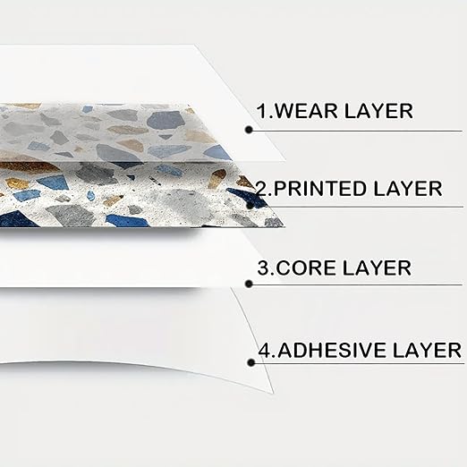 Nuxovilar Peel and Stick Vinyl Floor Tiles - 11.8"x11.8" Terrazzo - Inspired Pattern, 10 - Pack Self - Adhesive Flooring for Easy Installation