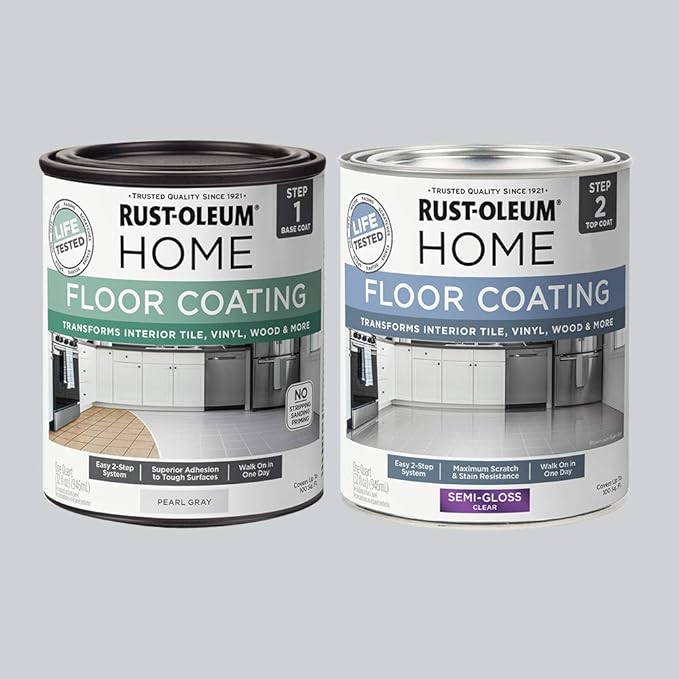 Rust-Oleum 367601 Home Interior Floor Coating Kit, Semi-Gloss Pearl Gray