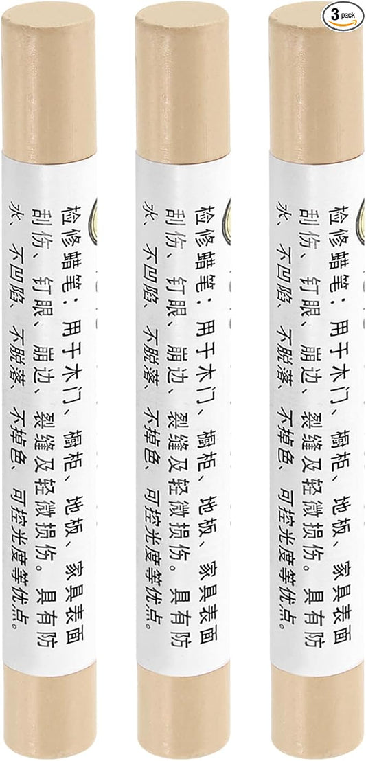 uxcell Furniture Repair Crayons, 3Pcs - Wood Wax Filler Stick, Furniture Markers Touch Up - for Scratches Holes Tables Desks Wooden Floors Cover Ups, White Oak