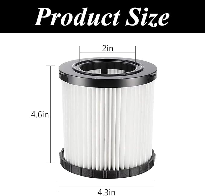 2 PCS DCV5801H Vacuum Hepa Replacement Filter for DeWalt DCV580 (Cordless) DCV581H DCV5801H Wet/Dry Vacuum, Washable and Reusable