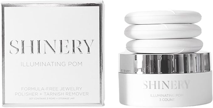 Shinery Illuminating Pom Tarnish Eraser - Formula-Free Sterling Silver Polisher, Non-Toxic Jewelry Cleaner Cloth Alternative, Chic Storage Jar, Safe All Metals