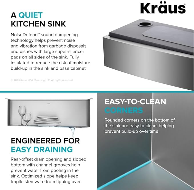 Kraus Kore 30-Inch Farmhouse Workstation with In Sink Dish Drying Rack, Stainless Steel Kitchen Sink, KWF410-30