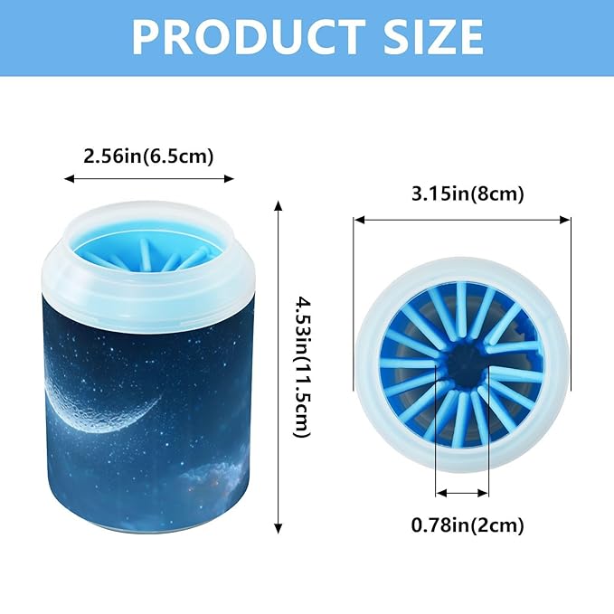 Dog Paw Cleaner Cups for Dogs Pets Foot Washer Paw Scrubber for Medium Small Dogs Cats Cleaning Cup Starry Sky Moon Blue