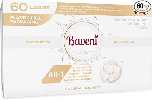 Luxury Laundry Detergent Packs – 60 Loads | Plant-Based, Plastic-Free, SLS-Free, Vegan, HE Compatible | Premium Eco Friendly Detergent, Fragrance-Free for Sensitive Skin | American Made