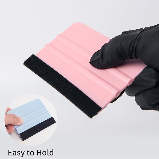 Squeegee for Vinyl, 2 Pcs Vinyl Squeegee with Extra 2 Felt Replacements, 4 Inch Vinyl Wrap Tools for Car Wrap, Craft Sign Making, DIY Crafting, Window, SkyBlue and Pink