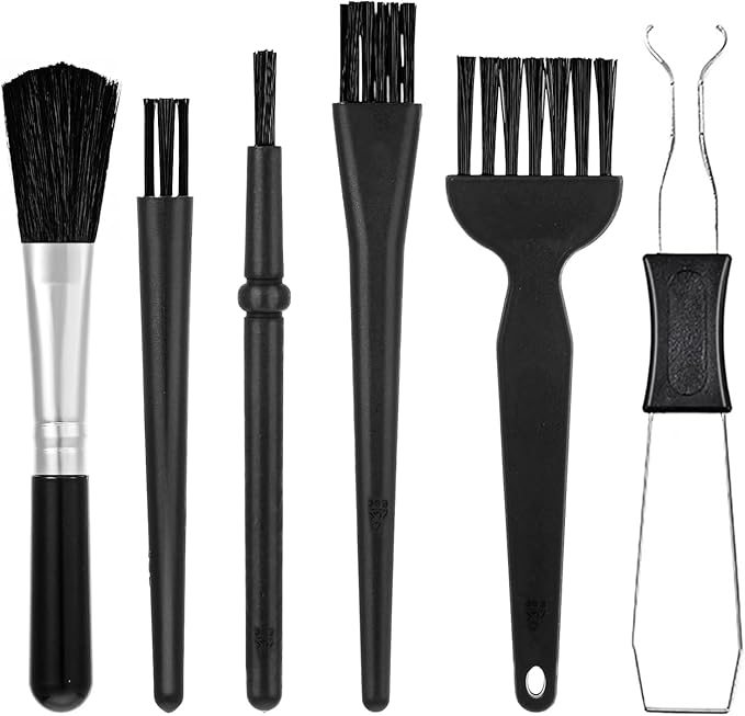 6PCS Keyboard Cleaning Kit with Keycap Puller & Switch Puller, Mini Anti-Static Dust Brush for Computer Motherboard Camera Small Space, Stainless Steel Key Remover for Mechanical Keyboard