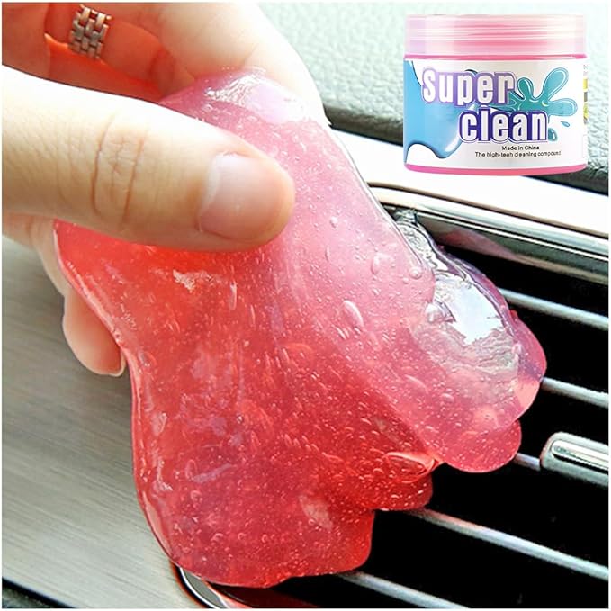 Car Cleaning Gel, Vehicle Dust Detailing Putty Slime Cleaner Kit for Air Vent, Reusable Automotive Interior Detail Clean Mud Removal Tool, Universal for SUV Sedan Truck (Pink)