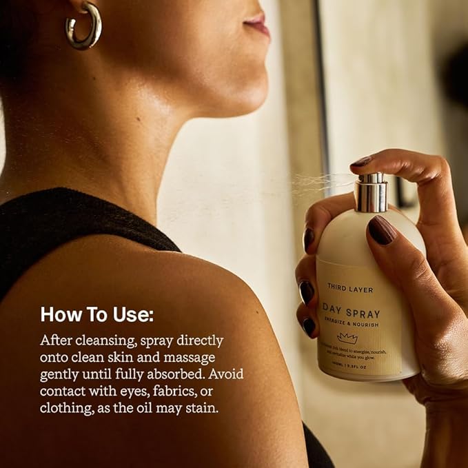 Day Spray – Fast-Absorbing Skin & Body Oil with Jojoba, Moringa & Green Coffee – Free from Alcohol, Parabens & Synthetic Fragrance (3.3 fl oz)