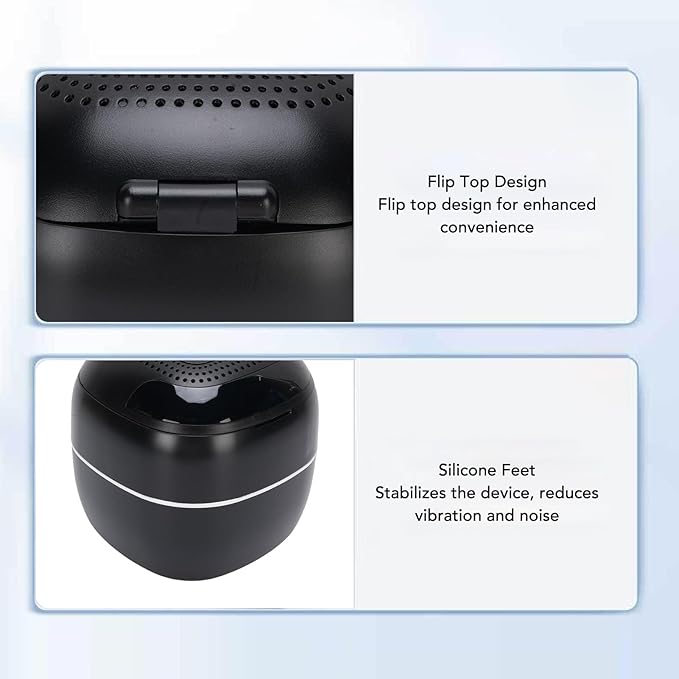 YUYTE Jewelry Cleaner Machine, 45KHz Ultrasonic Cleaner with Flip Top Lid 304 Stainless Steel Inner for Jewelry Glasses Watches, 180ml (US Plug)