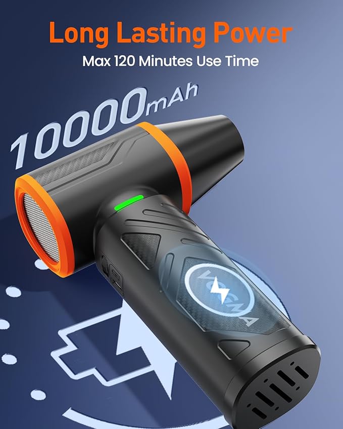 V40 Compressed Air Duster-270000RPM 350G Super Power Electric Air Duster, 10000mAh Cordless Rechargeable Brushless Motor Snow Blower, Stepless-Adjustable Air Blower for PC, Keyboard, Home, Car