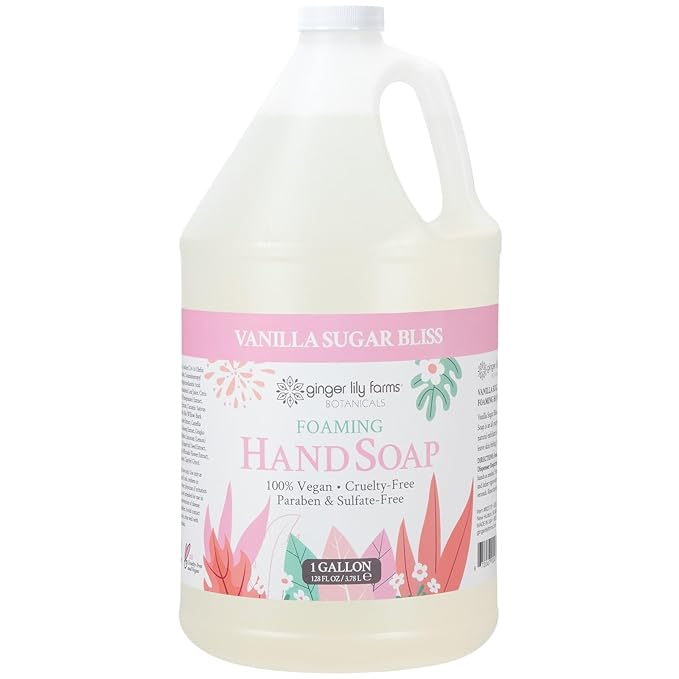 Ginger Lily Farms Botanicals All-Purpose Foaming Hand Soap Refill, 100% Vegan & Cruelty-Free, Vanilla Sugar Bliss Scent, 1 Gallon (128 fl oz)