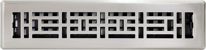 Decor Grates AJH214-NKL Oriental Floor Register, 2x14 Inches, Brushed Nickel