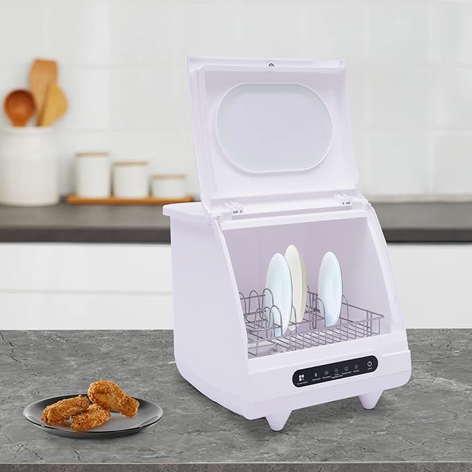 1200W Portable Countertop Dishwasher with 5Programs,360° Dual Spray 162℉ High-Temp& Air-Refresh Function and Touch Screen for Small Apartments, Dorms and RVs,No Hookup Needed