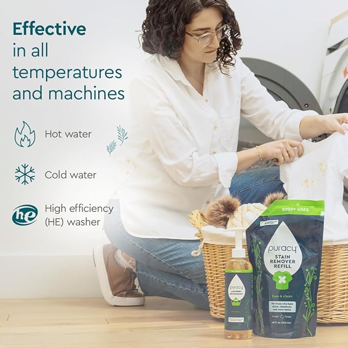 Puracy Laundry Detergent Refill - Enzyme-Powered Liquid Laundry Detergent Concentrate, Natural Laundry Detergent Seen on TikTok, Non-Toxic (Fresh Linen, 48 fl oz, 192 Loads) (Pack of 2)