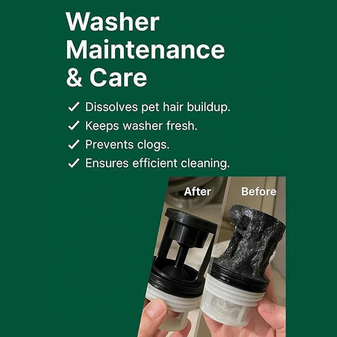 Pet Hair Dissolver for Washing Machine, Pet Hair Remover for Laundry, 96.7% Dissolution Rate, Dog Hair Remover, Cat Hair Remover, Up to 12 Months of Use, HE/Top/Front-Load Compatible, Septic Safe