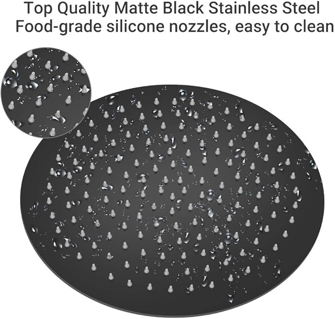 NearMoon Rain Shower Head, Ultra-Thin Design-Pressure Boosting, Awesome Some Experience, High Flow Stainless Steel Rainfall Head (12 Inch, Matte Black)