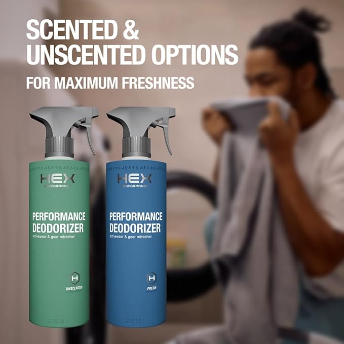 HEX Performance Deodorizing Spray, Fresh, 22oz - Awesome for Shoes, Gear, Activewear & Fabrics, Yoga Mats & Gym Equipment, Carpet, Pets, Odor Eliminator & Fabric Refresher Spray
