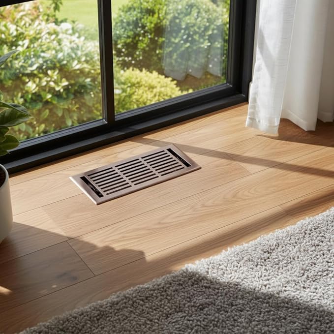 EMPIRE REGISTER CO Linear Design, Heavy Duty Floor Vent Covers, Metal Damper Attached. Vent Covers for Floor only. (Floor, Antique Copper, 4 x 10 inch (Pack of 1))
