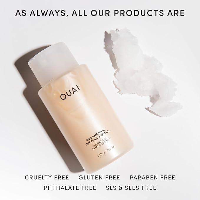 OUAI Medium Shampoo - Hydrating Shampoo with Coconut Oil, Babassu, Kumquat Extract and Keratin - Strengthens, Nourishes and Adds Shine - Paraben, Phthalate and Sulfate Free Hair Care Products (10 Oz)