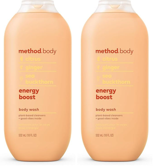Method Body Wash, Energy Boost, Paraben and Phthalate Free, 18 oz (Pack of 2)