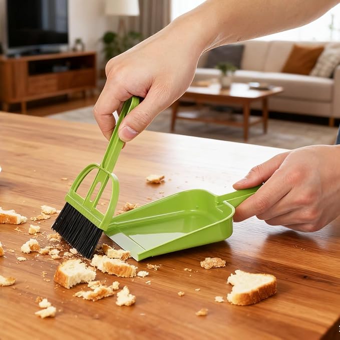 Healifty 12 Sets Dustpan Hand Broom and Shovel Small Broom and Dustpan Set for Desk Keyboard Pet - Portable Desktop Sweep Tools
