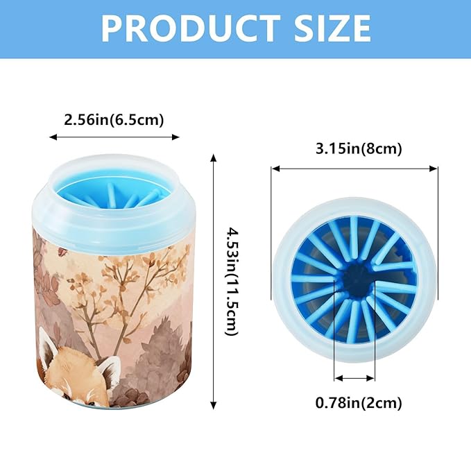 Dog Paw Cleaner Cups for Dogs Pets Foot Washer Paw Scrubber for Medium Small Cats Dogs Cleaning Cup Pink Redpandas Pinecones Plants Mountains
