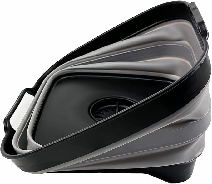 SAMMART 10L (2.64 Gallon) Collapsible Dishpan with Draining Plug - Foldable Washing Basin - Portable Dish Washing Tub - Space Saving Kitchen Storage Tray (Black/Alloy Grey)