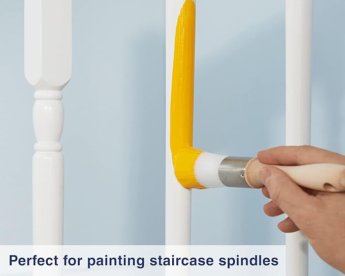 Zibra Round Paint Brush for Curved Surfaces and Ornate Details, 1 in, White, Pro Grade