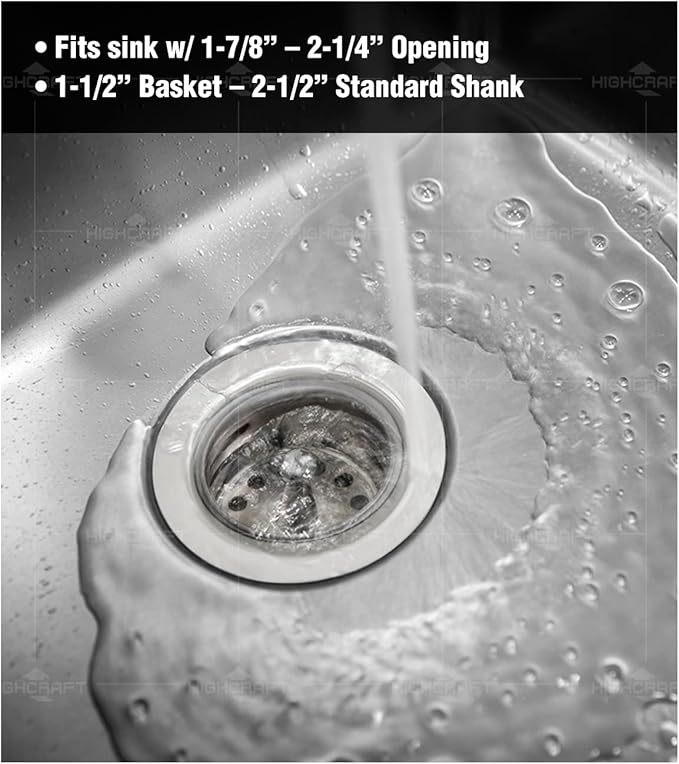 Highcraft 9773 Bar/Prep Sink 2 1/2 Junior Duo Stainless Steel Drain Assembly with Strainer Basket and Rubber Stopper