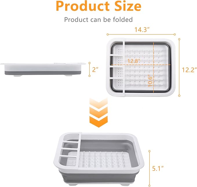 Collapsible Dish Rack for Drying Dishes - Space-Saving and Foldable Design with Versatile Removable Components - Dinnerware Storage Organizer for Small Kitchen Spaces