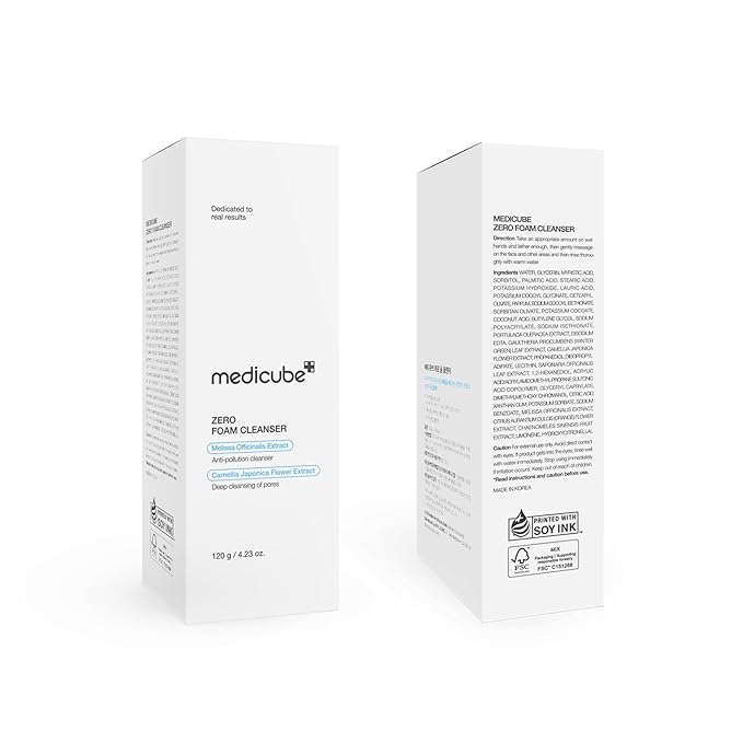 medicube Facial Cleanser Zero Foam Cleanser | Daily Gentle Cleansing Foam for Sensitive Skin | Excess Sebum Control, Hydration, Pore Minimization | Korean Skincare, 4.23 oz
