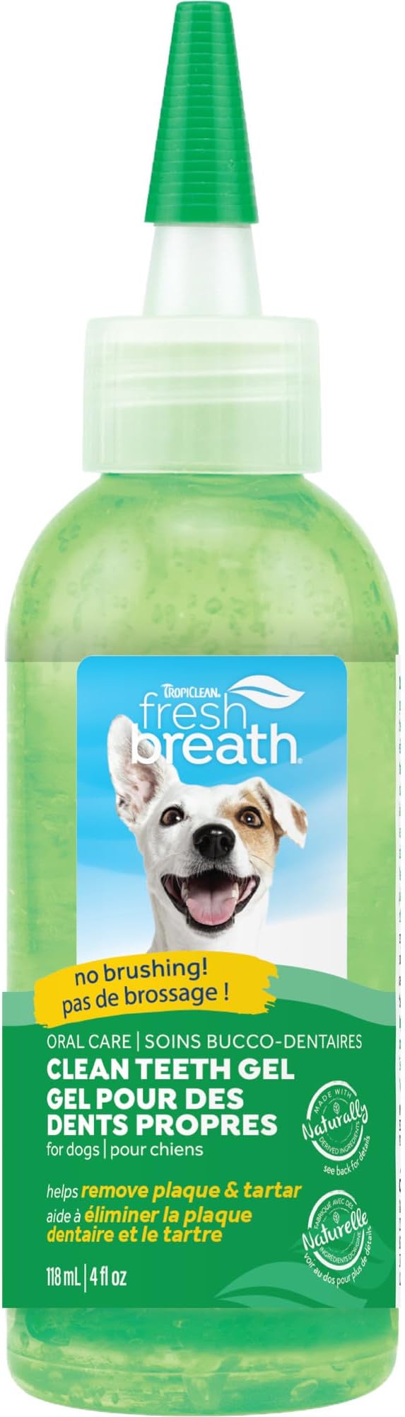 TropiClean Fresh Breath Dog Toothpaste for Teeth Cleaning, Breath Freshener, Easy to Use Plaque & Tartar Remover Gel, No Toothbrush Needed, 4oz.