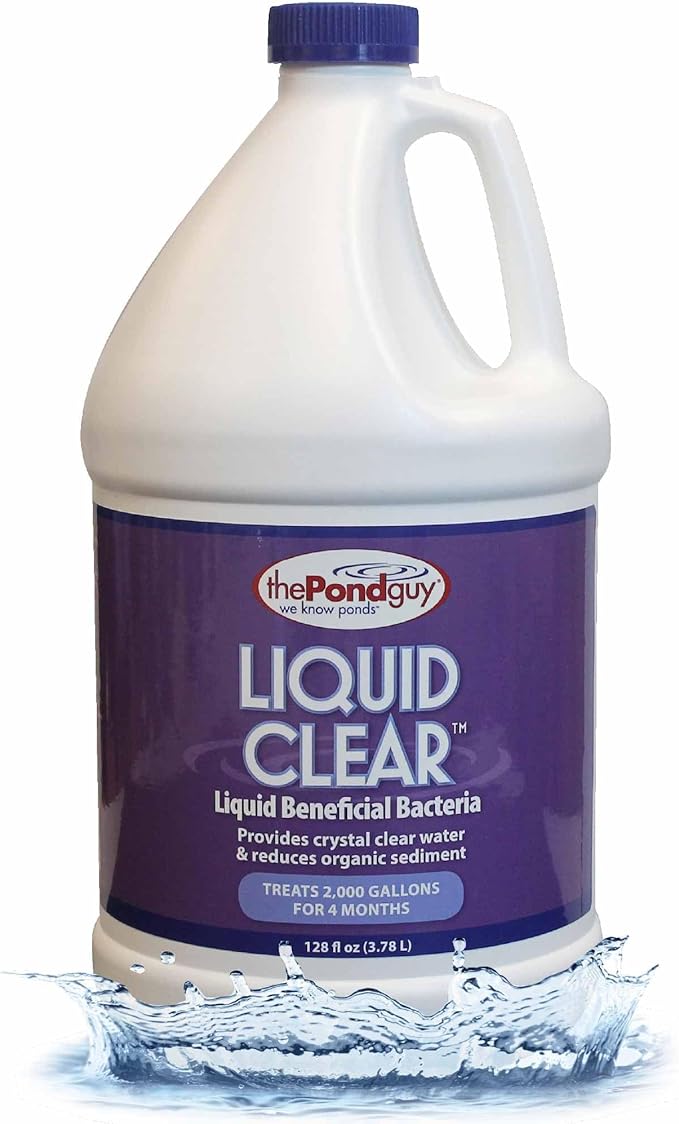 The Pond Guy LiquidClear Beneficial Bacteria Pond Cleaner for Outdoor Water Gardens & Small Ponds, Cloudy Water Reducer, Fish & Plant Safe, 1 Gallon