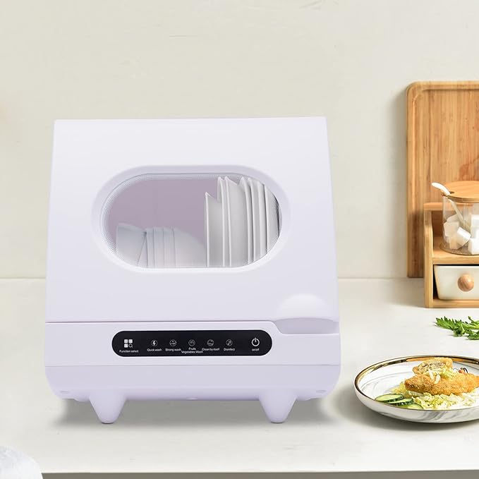 1200W Portable Countertop Dishwasher with 5Programs,360° Dual Spray 162℉ High-Temp& Air-Refresh Function and Touch Screen for Small Apartments, Dorms and RVs,No Hookup Needed