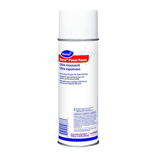 Diversey 94966769 Bravo Power Foam Heavy Duty Stripper for Spot Buildups, Floor Cleaner Spray, Aerosol Spray, 23-Ounce