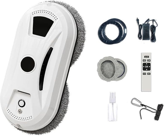 Automatic Smart Window Cleaning Robot, 90W Robot Window Cleaner with Dual Spinning Pads, AI Smart Path, Smart Spray, Remote Control, 20-Min Backup Power for Glass, Mirrors & Smooth Tile