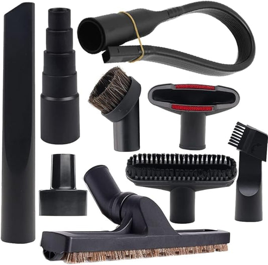 9 Pcs Universal Vacuum Attachments for Shop Vac Accessories with 2 1/2" to 1 1/4" & 1 7/8" to 1" Adapter for Shop Vac, 1 1/4" Brush Attachment Flexible Crevice Tool for Home and Car Interiors Cleaning
