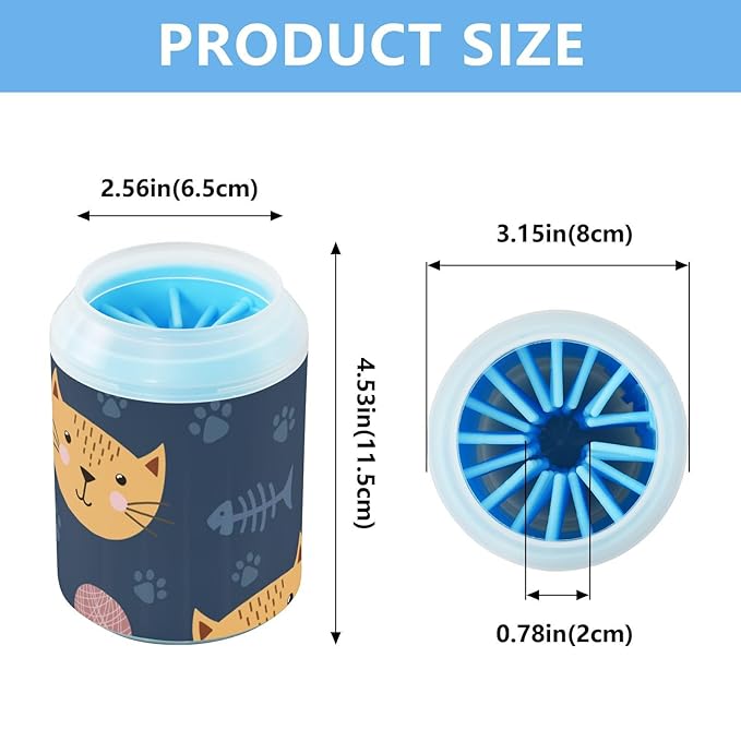 Dog Paw Cleaner Cups for Dogs Pet Foot Washer Paw Scrubber for Medium Small Dogs Cats Cleaning Cup Brown Cat Paws Bone