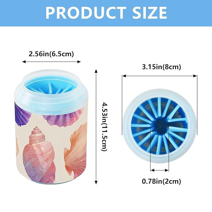Dog Paw Cleaner Cups for Dogs Pets Foot Washer Paw Scrubber for Medium Small Dogs Cats Cleaning Cup Beach Seashells