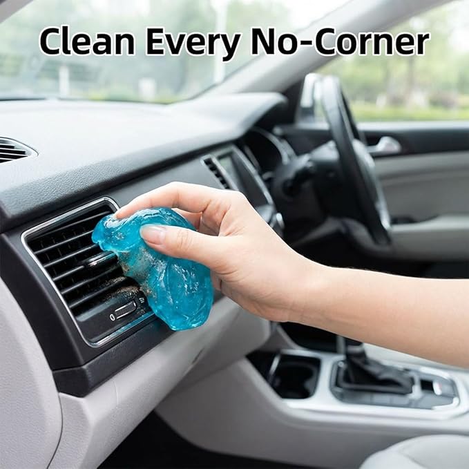 4PCS Car Cleaning Gels, Universal Automotive Air Vent Dust Cleaning Putty, Reusable Auto Interior Detailing Slime Supplies, Fit for Dashboards, Cup Holders (Blue)