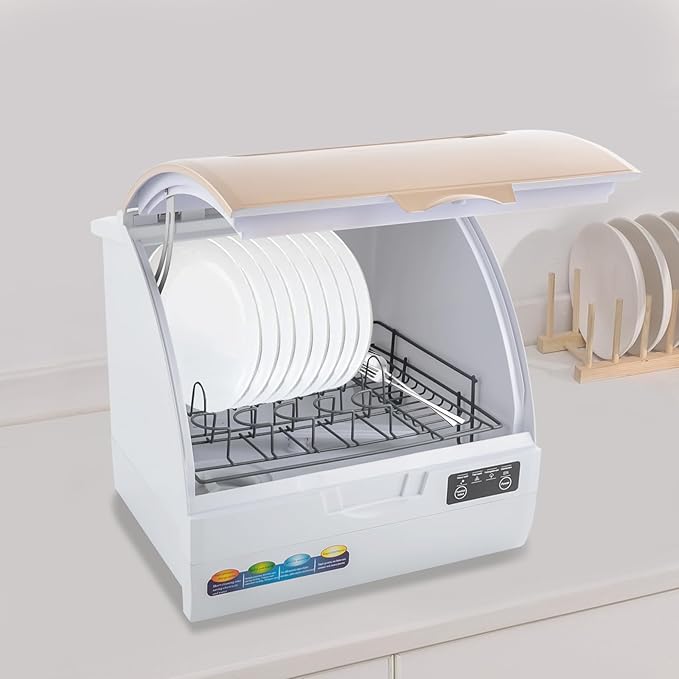 Portable Dishwasher Countertop,Portable Mini Dishwasher with 5L Built-in Water Tank for Apartments& RVs,Compact Dishwashers with 5 Washing Programs,High-Temp& Air-Dry Function (Gold)