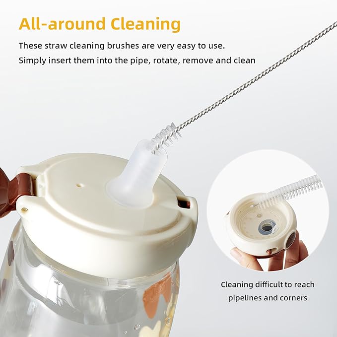 Straw Cleaner Brush Kit 10 pcs, 12 inche Extra Long Sizes of Straw Brushes for 40/30/20/14 oz Stanley Mug, Water Bottle, Sippy Cups, Pipes, Stainless Steel Drinking Straws, Tubes