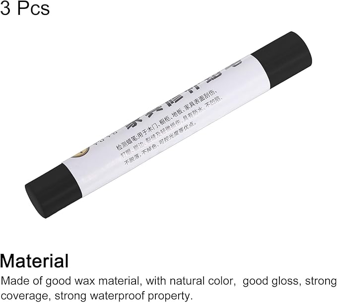 uxcell Furniture Repair Crayons, 3Pcs - Wood Wax Filler Stick, Furniture Markers Touch Up - for Scratches Holes Tables Desks Wooden Floors Cover Ups, Grey Black