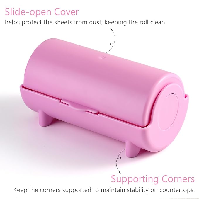 Nail Stamper Sticky Cleaner Roll with Case, Adhesive Paper Stickers for Stamping Gel Polish Removal, Lint Roll Cleaning Sheets, Nail Stamper Accessories Manicure Salon Supplies (Pink)
