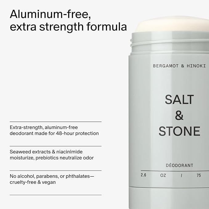 Salt & Stone Signature Scent Duo Set | 48 Hour Aluminum-Free Deodorant & Hydrating Body Mist | Skincare-Infused Deodorant & Body Spray | Bergamot & Hinoki