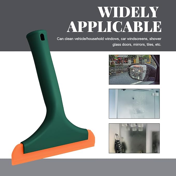 Small Silicone Window Squeegee, Car Windshield Silicone Squeegee, Auto Windshield Water Blade Scraper with 5.9 Inch Blade and Non-Slip Handle for Window, Mirror, Glass Door (Dark Green)