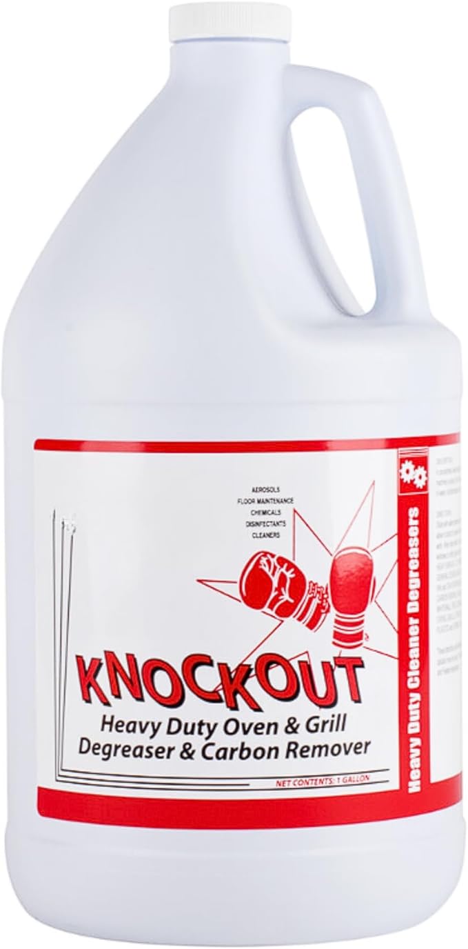 Knockout Heavy Duty Oven and Grill Degreaser, Concentrated Liquid, 1 Gallon, Carbon Remover, Yellow, Sassafras Scent