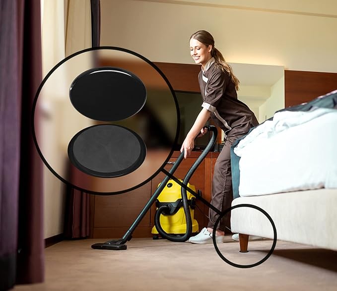 GorillaSliders 3-1/2 Inch Round Furniture Sliders for Carpet & Rugs (8 Pack) Premium Reusable Furniture Movers, Protects Carpeting & Makes Moving Heavy Furniture Easy, Black, CB131